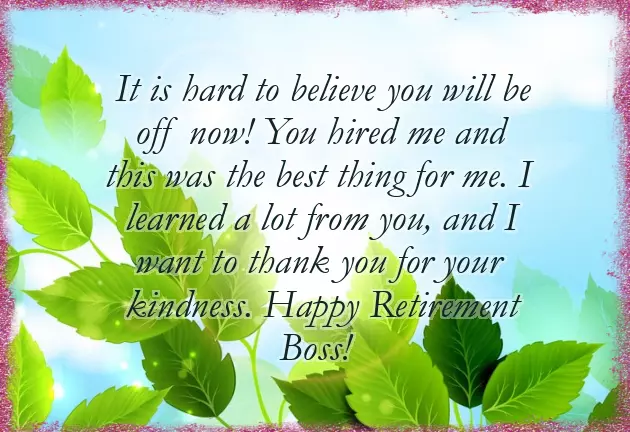 Retirement Wishes For Boss