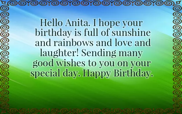Happy Birthday To You Anita