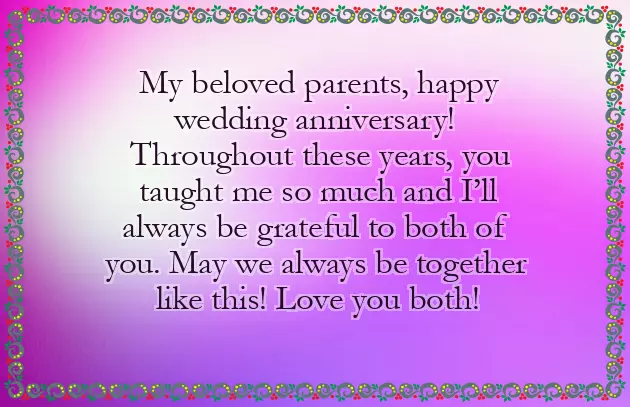 Wedding Anniversary Wishes To Father And Mother