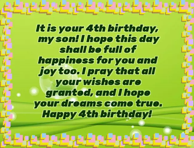 4Th Birthday Wishes To Son 4Th Birthday Wishes To Son