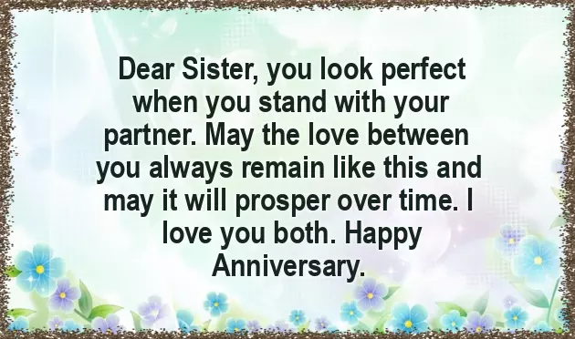 Wedding Anniversary Wishes To Sister And Jiju