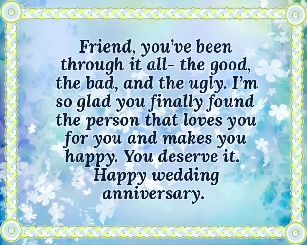 Happy Wedding Anniversary Wishes To Friend