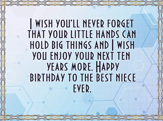 Birthday Wishes For A 10 Year Old Niece