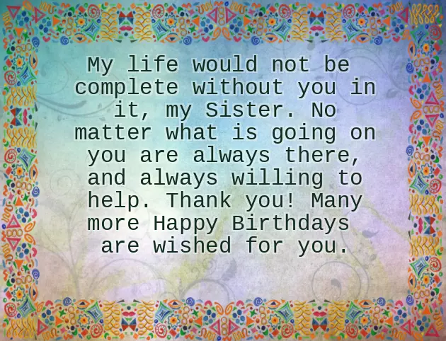 Best Lines For Sister On Her Birthday