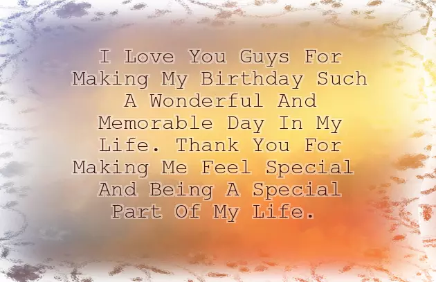 Birthday Thanks For Friends And Family