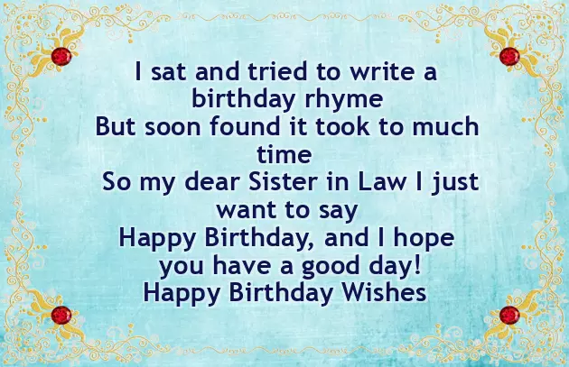 Bday Msg For Sister In Law