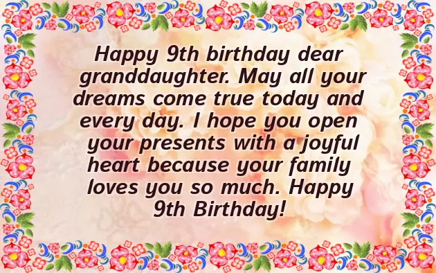 Happy 9Th Birthday To My Granddaughter Happy 9Th Birthday To My Granddaughter